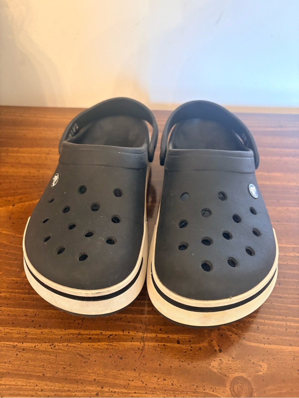 CROCS Black Clog with White Trim Easy Care Casual Comfort Active